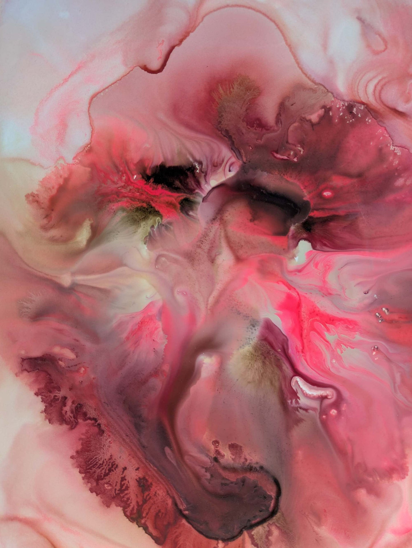 "Crimson", Original Fluid Abstract Artwork, 8" x 10"