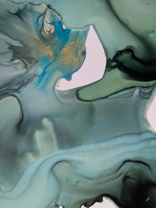 "Ink Blot", Original Fluid Abstract Artwork, 8" x 10"