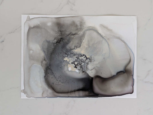 "Oyster", Original Fluid Abstract Artwork, 5" x 7"