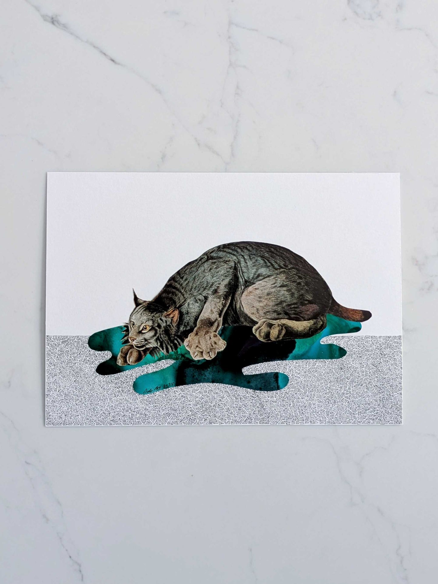 "Hunt", Original Mixed Media Abstract Artwork, 5" x 7"