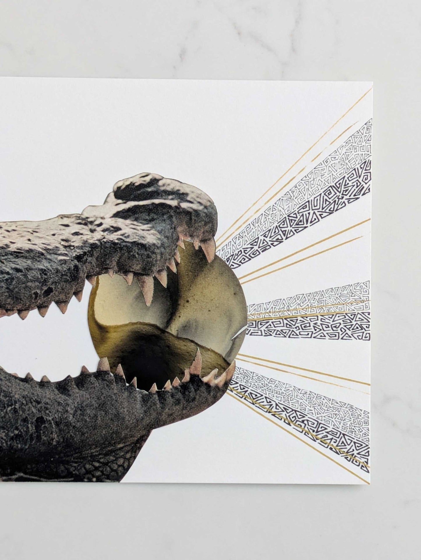 "Chomp", Original Mixed Media Abstract Artwork, 5" x 7"