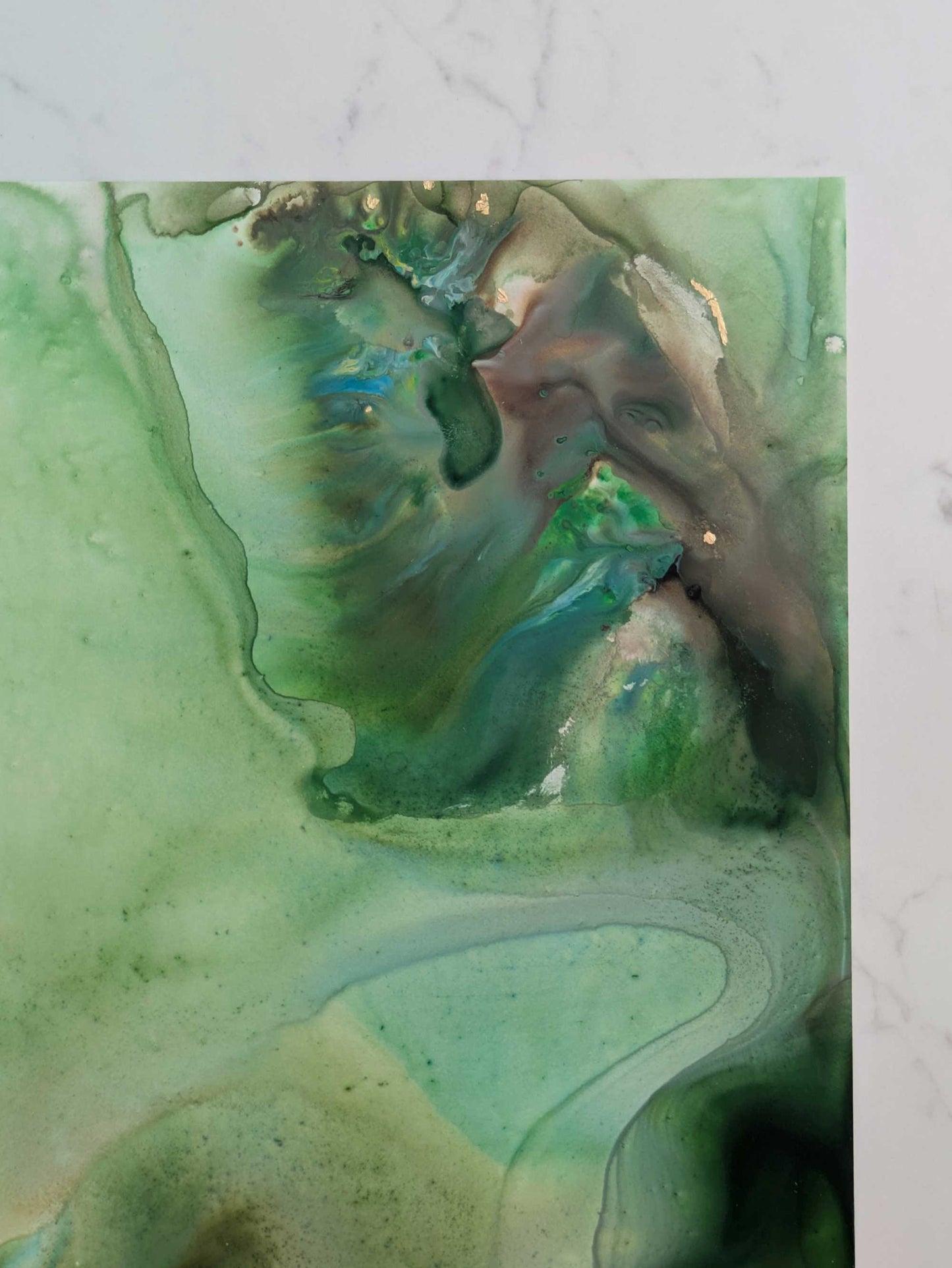 "Green Acres", Original Fluid Abstract Artwork, 8" x 10"