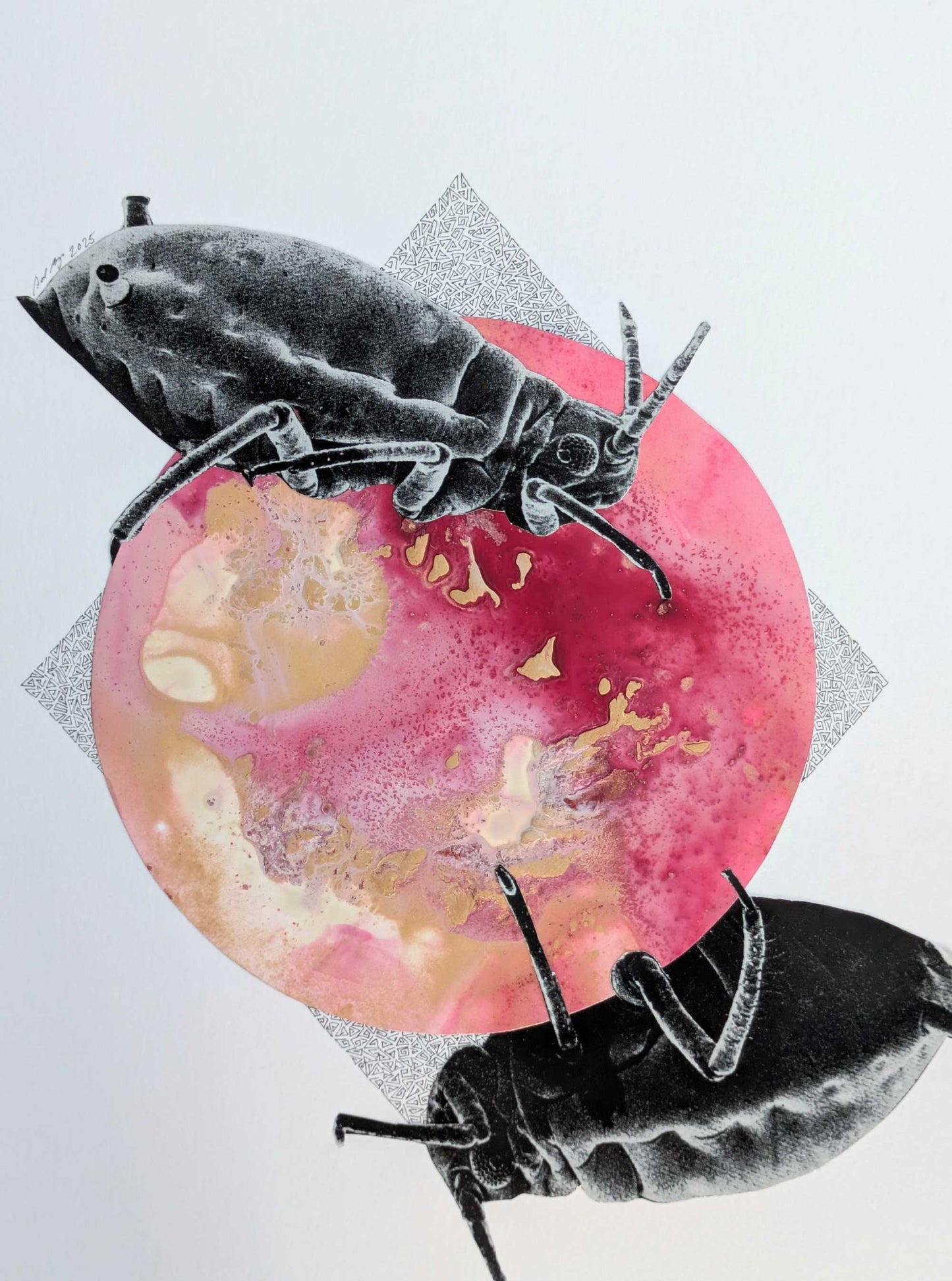 "Infestation", Original Mixed Media Abstract Artwork, 8" x 10"