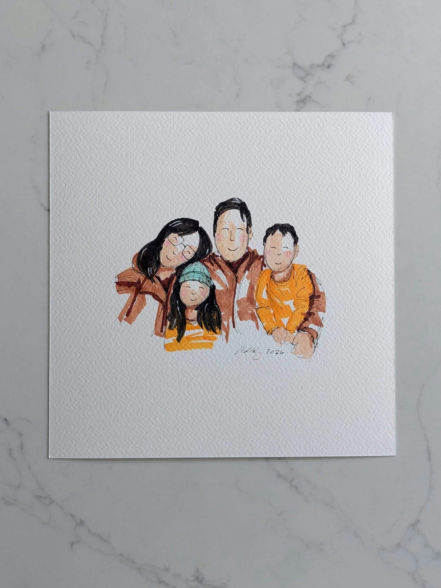 Custom Hand-Drawn Portrait | Personalized Family or Couple Artwork | Emotional, Minimalist Art Gift