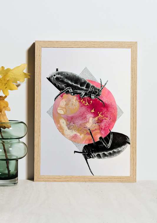 "Infestation", Original Mixed Media Abstract Artwork, 8" x 10"