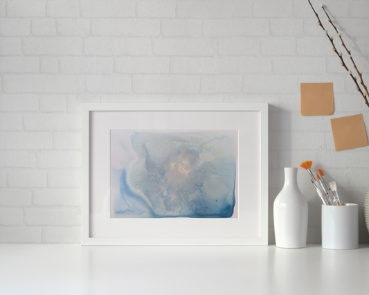 "Frost", Original Fluid Abstract Artwork, 5" x 7"