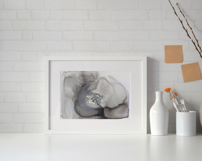 "Oyster", Original Fluid Abstract Artwork, 5" x 7"