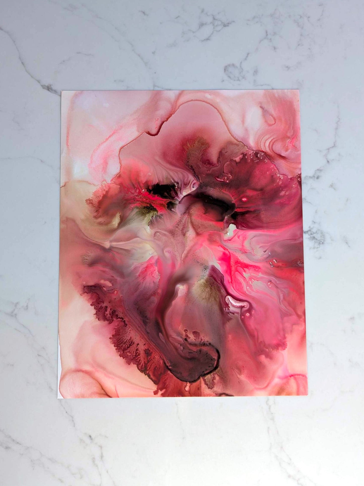 "Crimson", Original Fluid Abstract Artwork, 8" x 10"