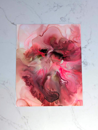 "Crimson", Original Fluid Abstract Artwork, 8" x 10"