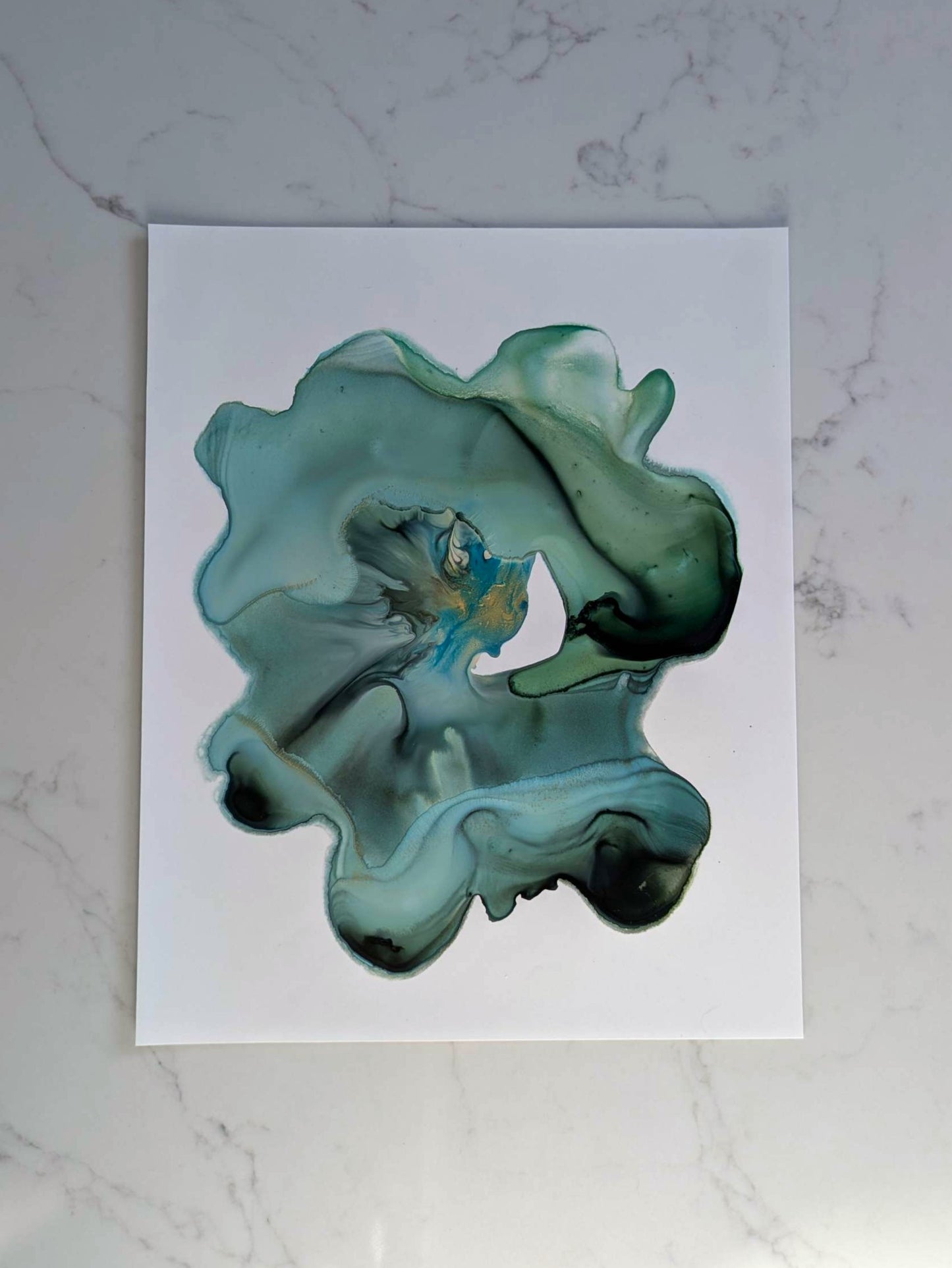 "Ink Blot", Original Fluid Abstract Artwork, 8" x 10"