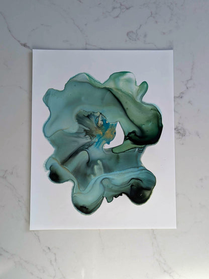 "Ink Blot", Original Fluid Abstract Artwork, 8" x 10"