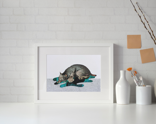 "Hunt", Original Mixed Media Abstract Artwork, 5" x 7"