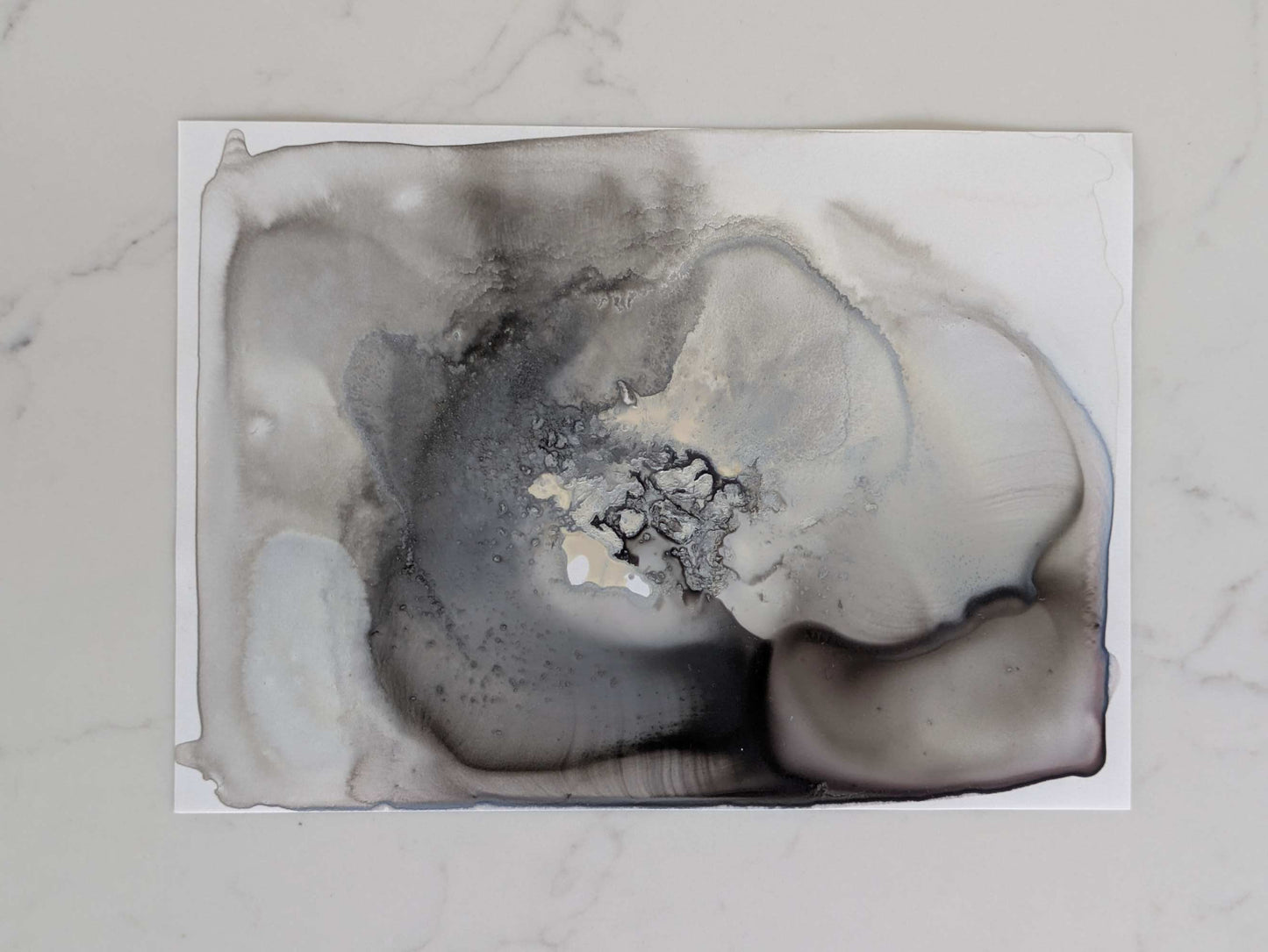 "Oyster", Original Fluid Abstract Artwork, 5" x 7"