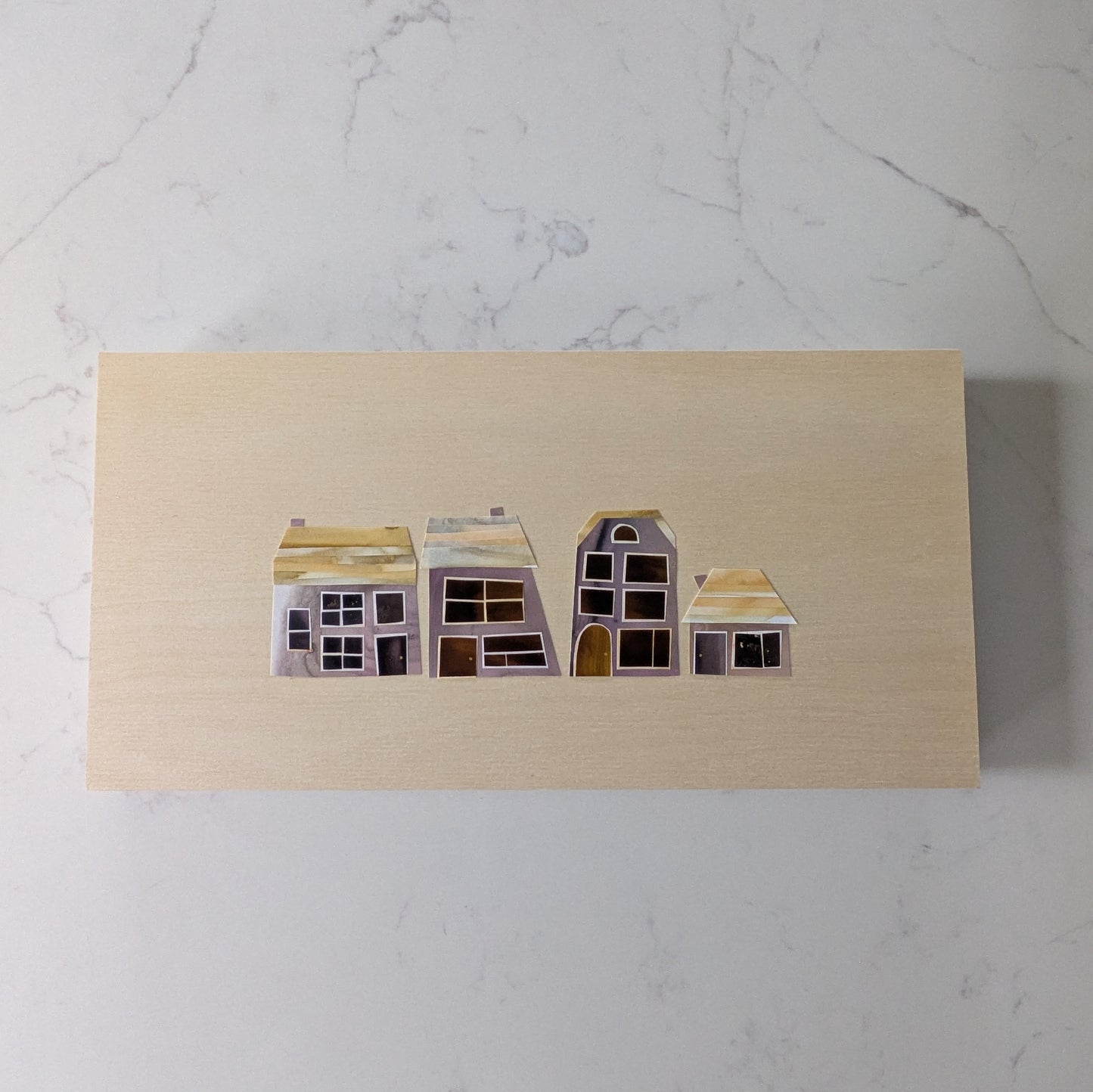 Lavender Borough, Original Collage, One-of-a-kind Mixed Media Artwork
