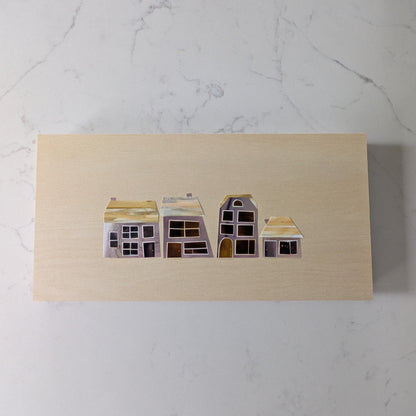 Lavender Borough, Original Collage, One-of-a-kind Mixed Media Artwork