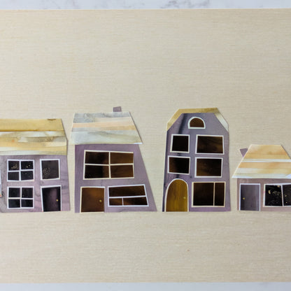 Lavender Borough, Original Collage, One-of-a-kind Mixed Media Artwork