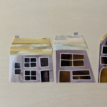 Lavender Borough, Original Collage, One-of-a-kind Mixed Media Artwork