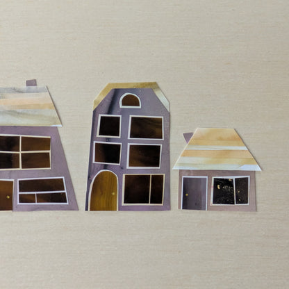 Lavender Borough, Original Collage, One-of-a-kind Mixed Media Artwork