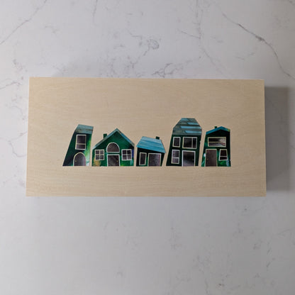 Forest Hamlet, Original Collage, One-of-a-kind Mixed Media Artwork
