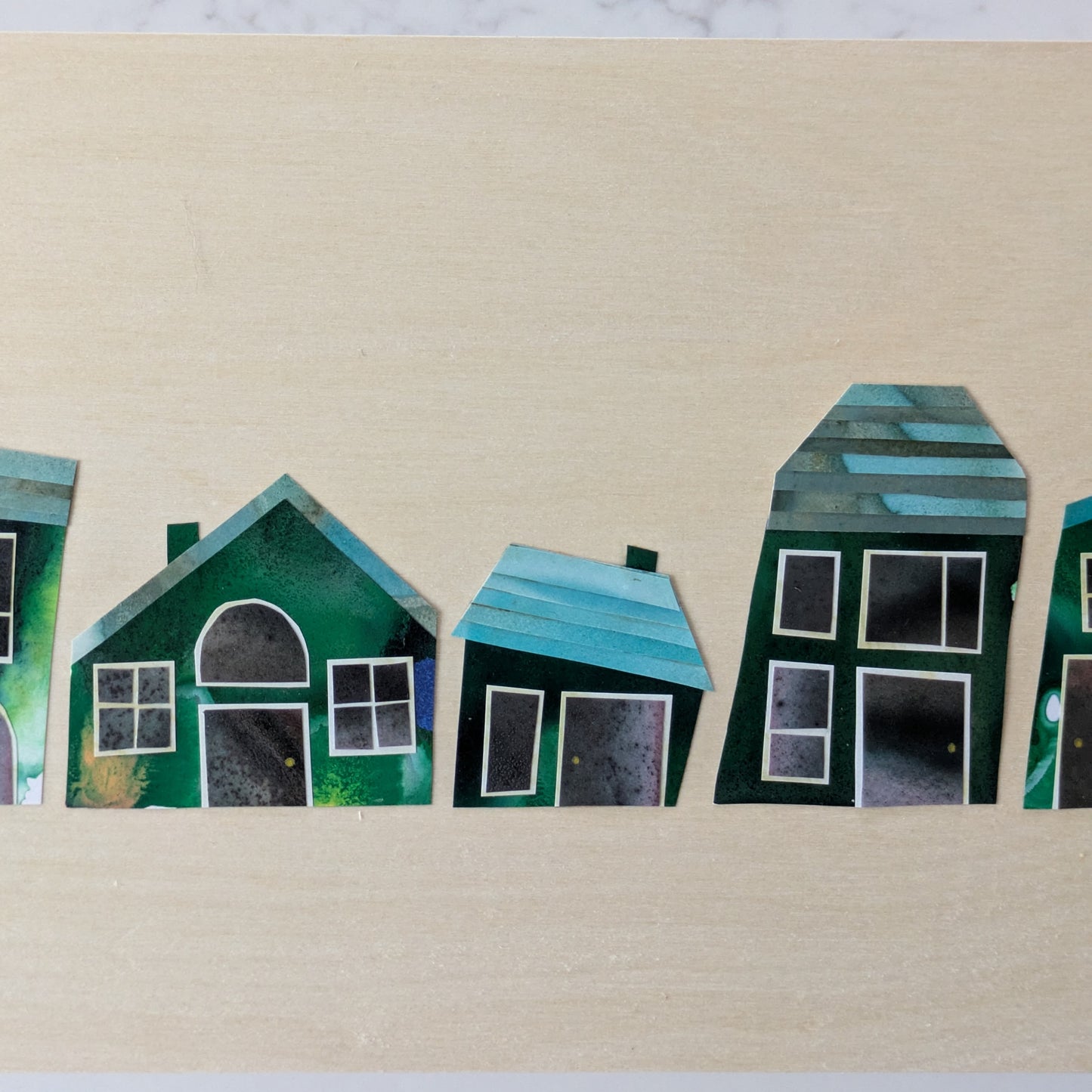Forest Hamlet, Original Collage, One-of-a-kind Mixed Media Artwork