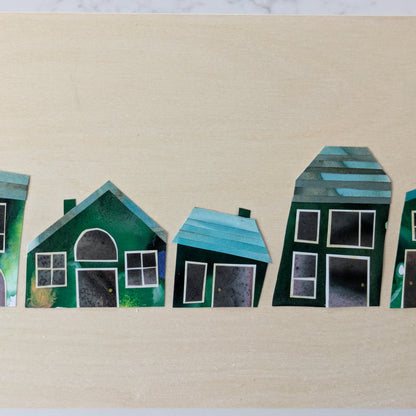 Forest Hamlet, Original Collage, One-of-a-kind Mixed Media Artwork