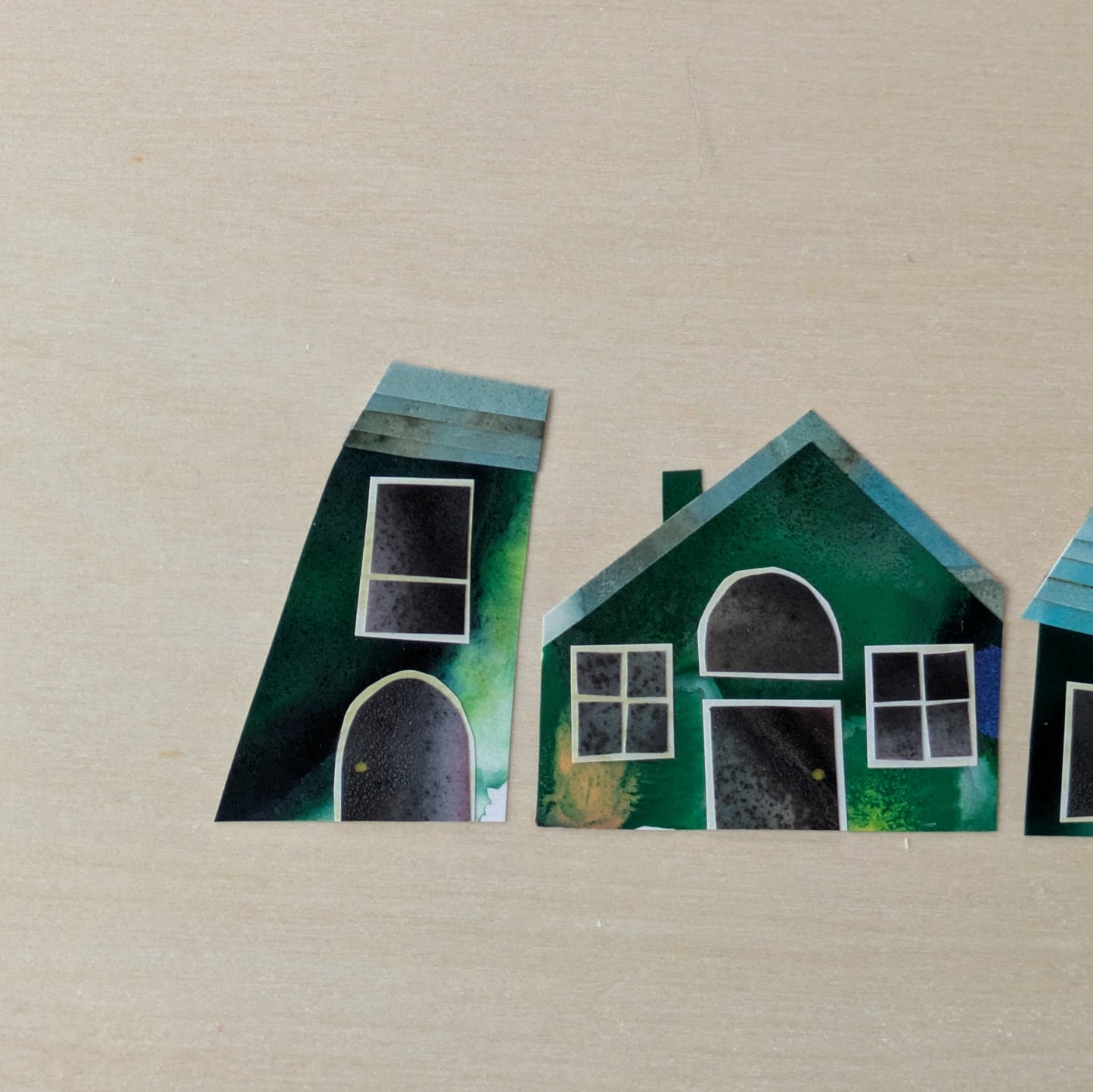 Forest Hamlet, Original Collage, One-of-a-kind Mixed Media Artwork