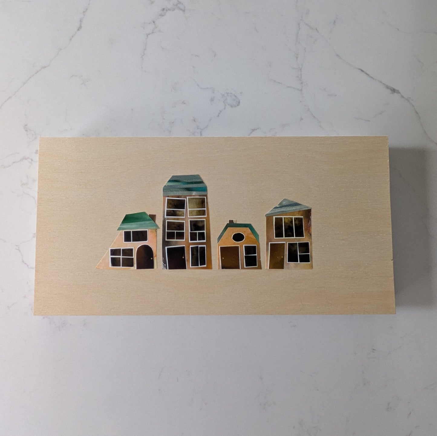 Golden Row, Original Collage, One-of-a-kind Mixed Media Artwork