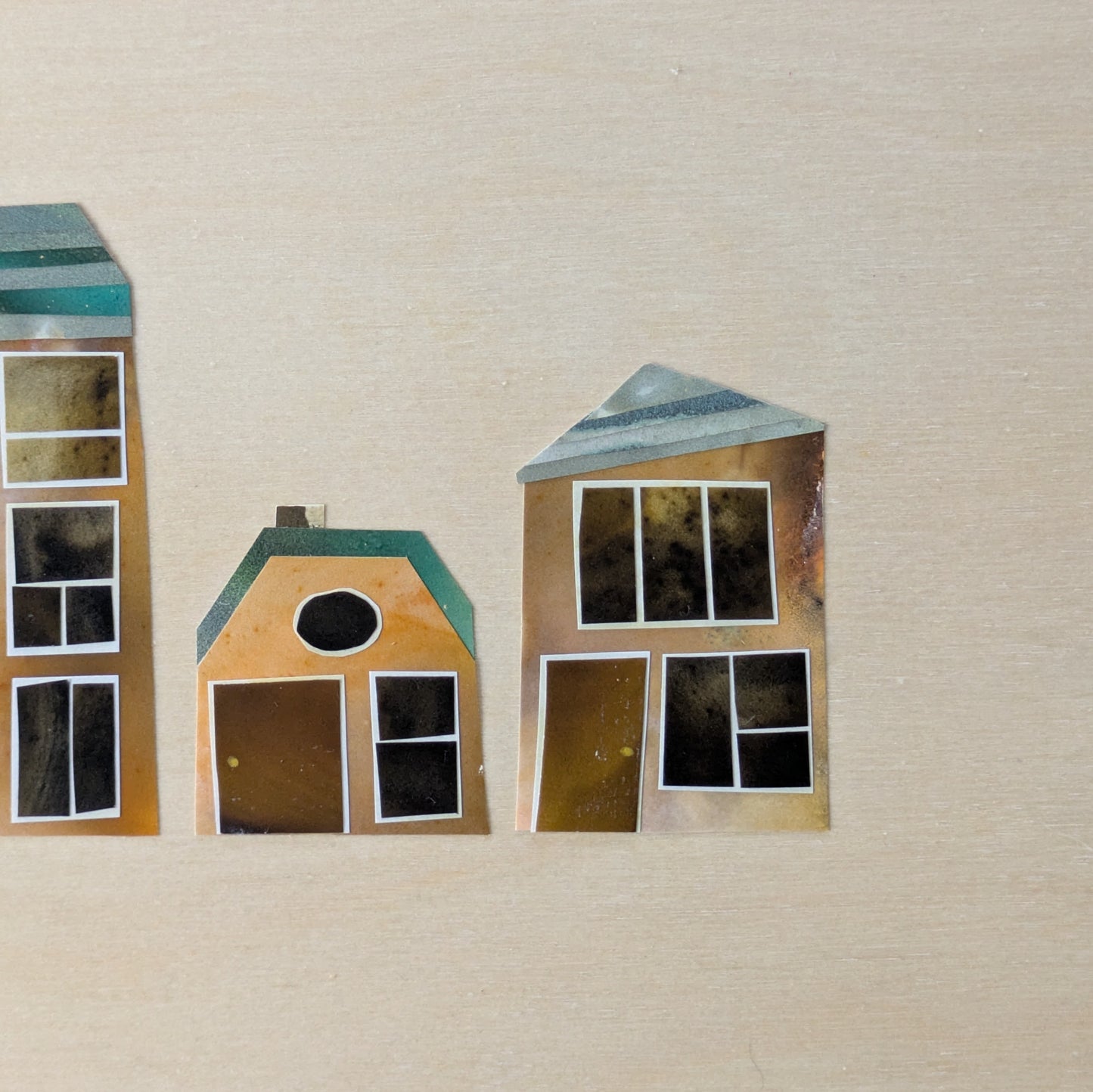 Golden Row, Original Collage, One-of-a-kind Mixed Media Artwork
