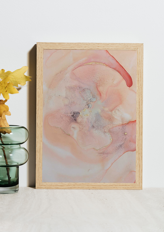 "Hug", Original Fluid Abstract Artwork, 8" x 10"