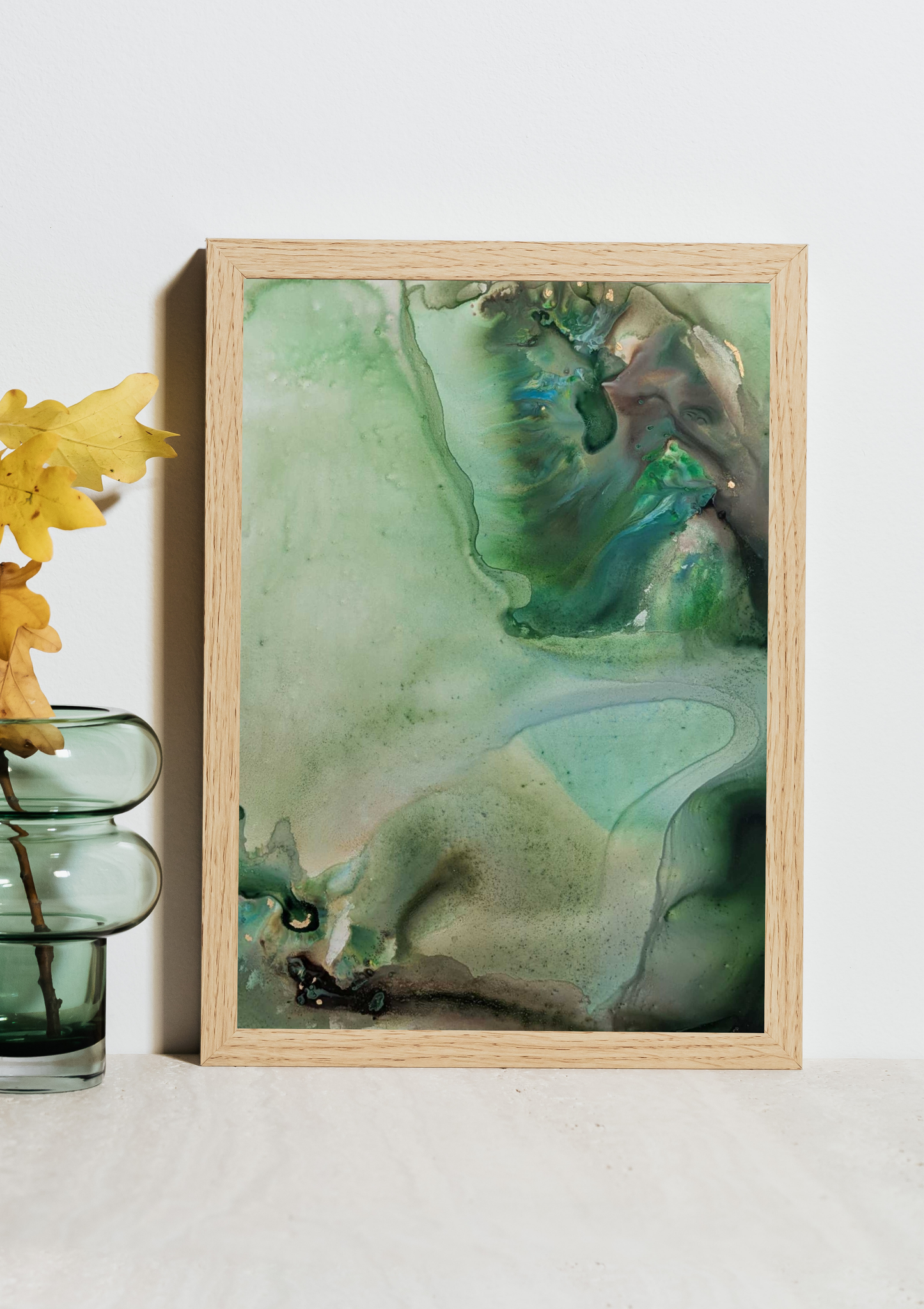 "Green Acres", Original Fluid Abstract Artwork, 8" x 10"