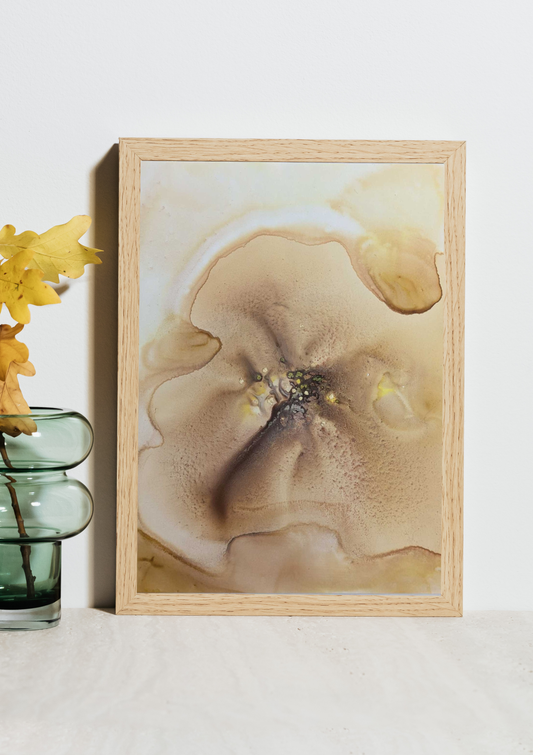 "Golden", Original Fluid Abstract Artwork, 8" x 10"