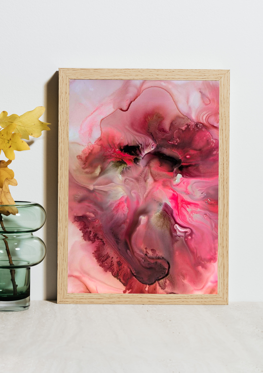 "Crimson", Original Fluid Abstract Artwork, 8" x 10"