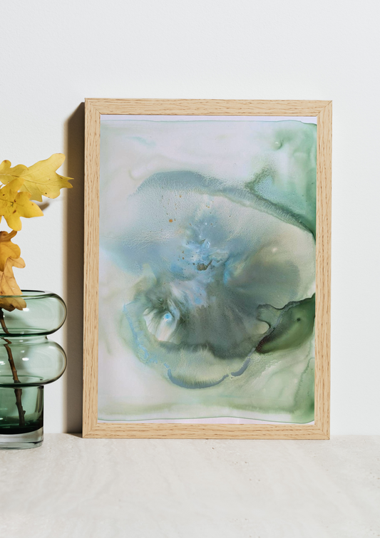 "Moss", Original Fluid Abstract Artwork, 8" x 10"