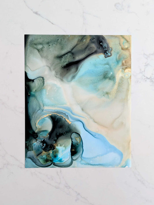 "Lagoon", Original Fluid Abstract Artwork, 8" x 10"