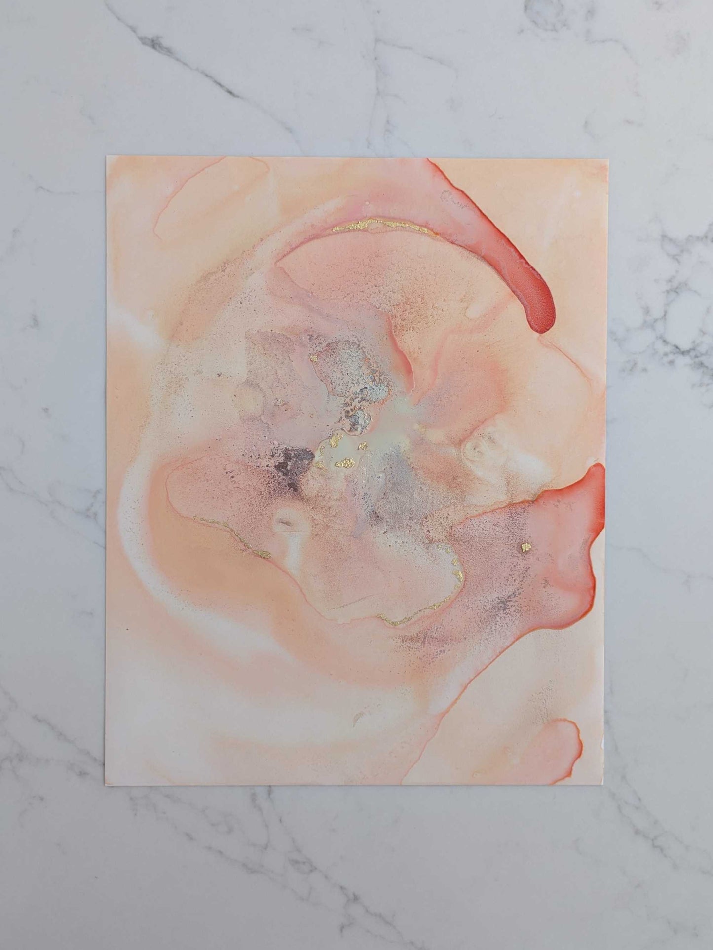 "Hug", Original Fluid Abstract Artwork, 8" x 10"