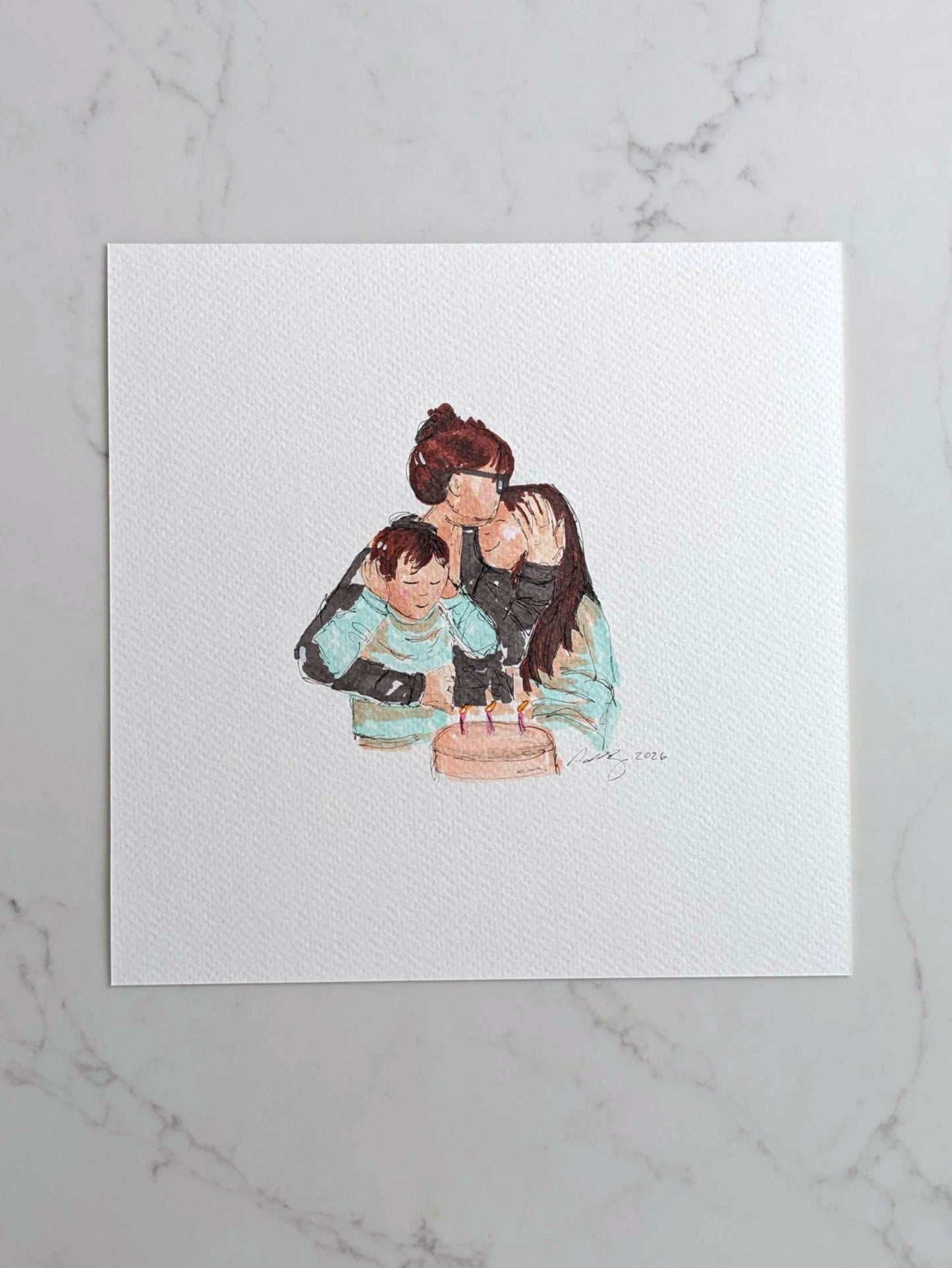 Custom Hand-Drawn Portrait | Personalized Family or Couple Artwork | Emotional, Minimalist Art Gift