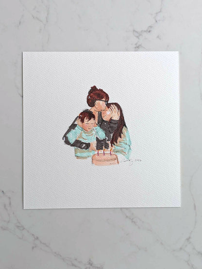 Custom Hand-Drawn Portrait | Personalized Family or Couple Artwork | Emotional, Minimalist Art Gift