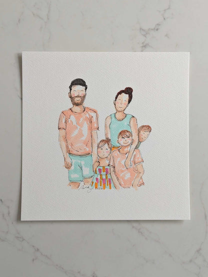 Custom Hand-Drawn Portrait | Personalized Family or Couple Artwork | Emotional, Minimalist Art Gift
