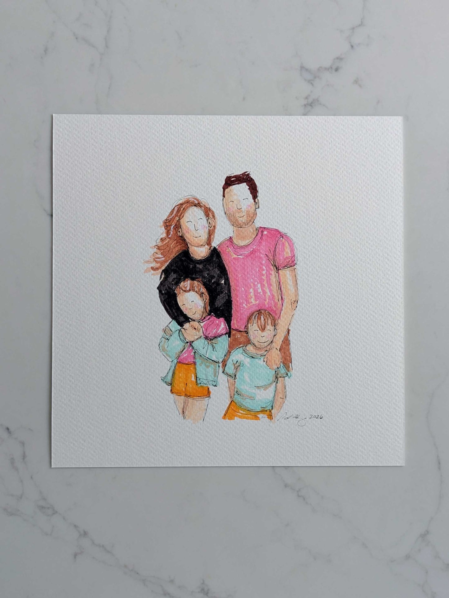Custom Hand-Drawn Portrait | Personalized Family or Couple Artwork | Emotional, Minimalist Art Gift