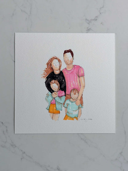 Custom Hand-Drawn Portrait | Personalized Family or Couple Artwork | Emotional, Minimalist Art Gift